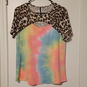 Tie Dye Leopard Top size S